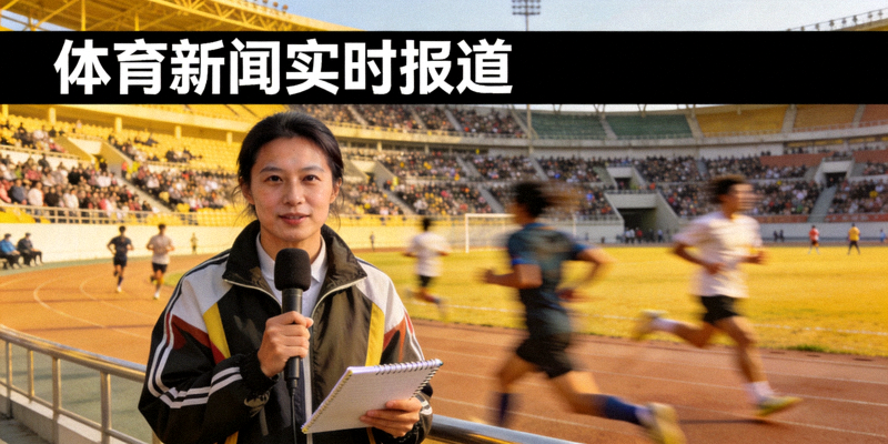 体育新闻分析报道 - 记者在赛场边进行实时报道